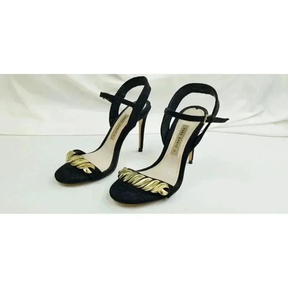 Zara Basic Collection Size 37 (US 6.5-7) Womens Black Suede Ankle Strap Open Toe - Picture 10 of 12